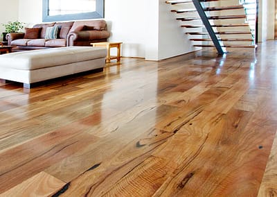 Marri timber floor living & open stairs